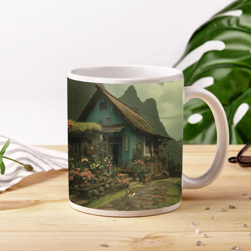 Anime Cottage Garden Rainy Mountain Village – Mugs