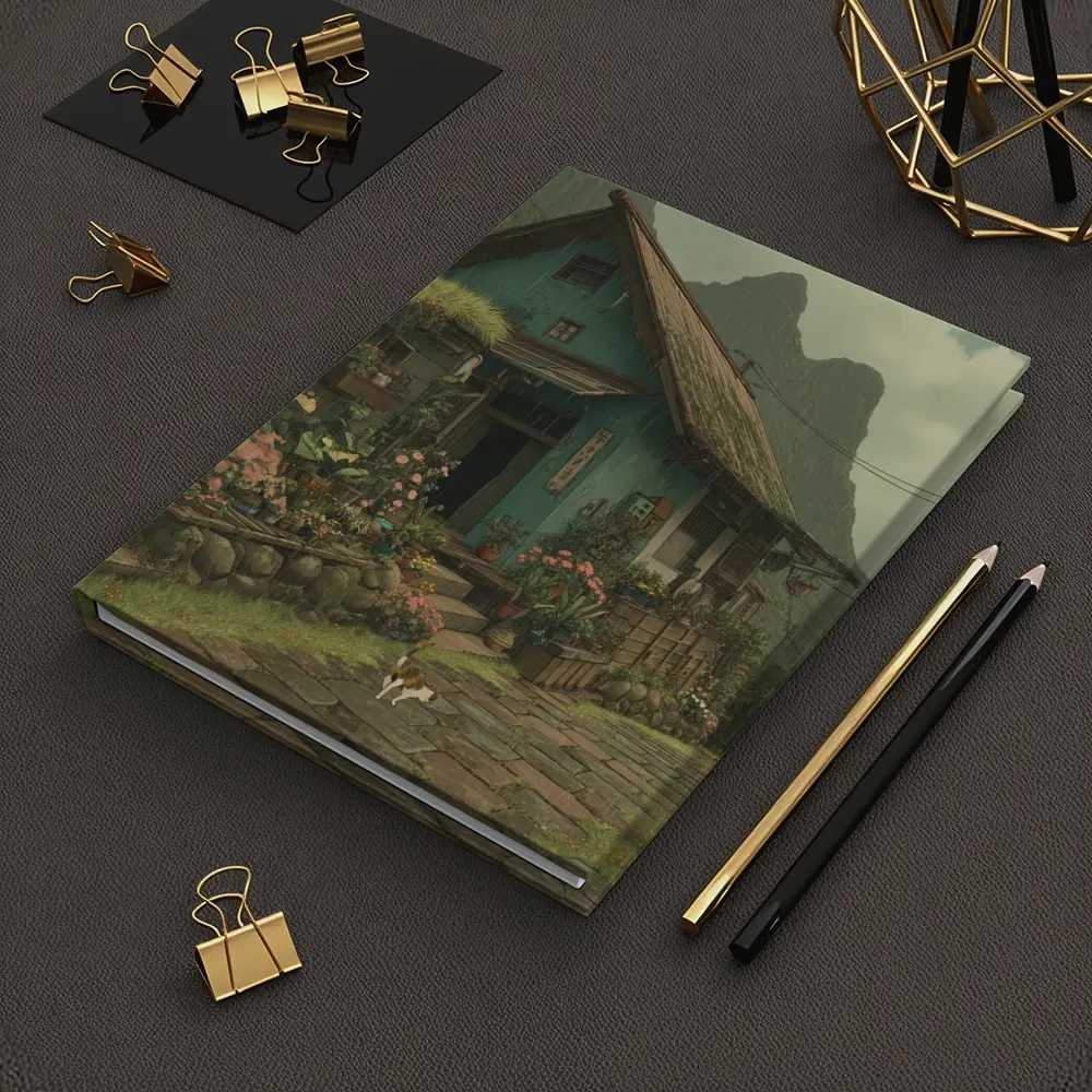 Anime Cottage Garden Rainy Mountain Village – Notebooks