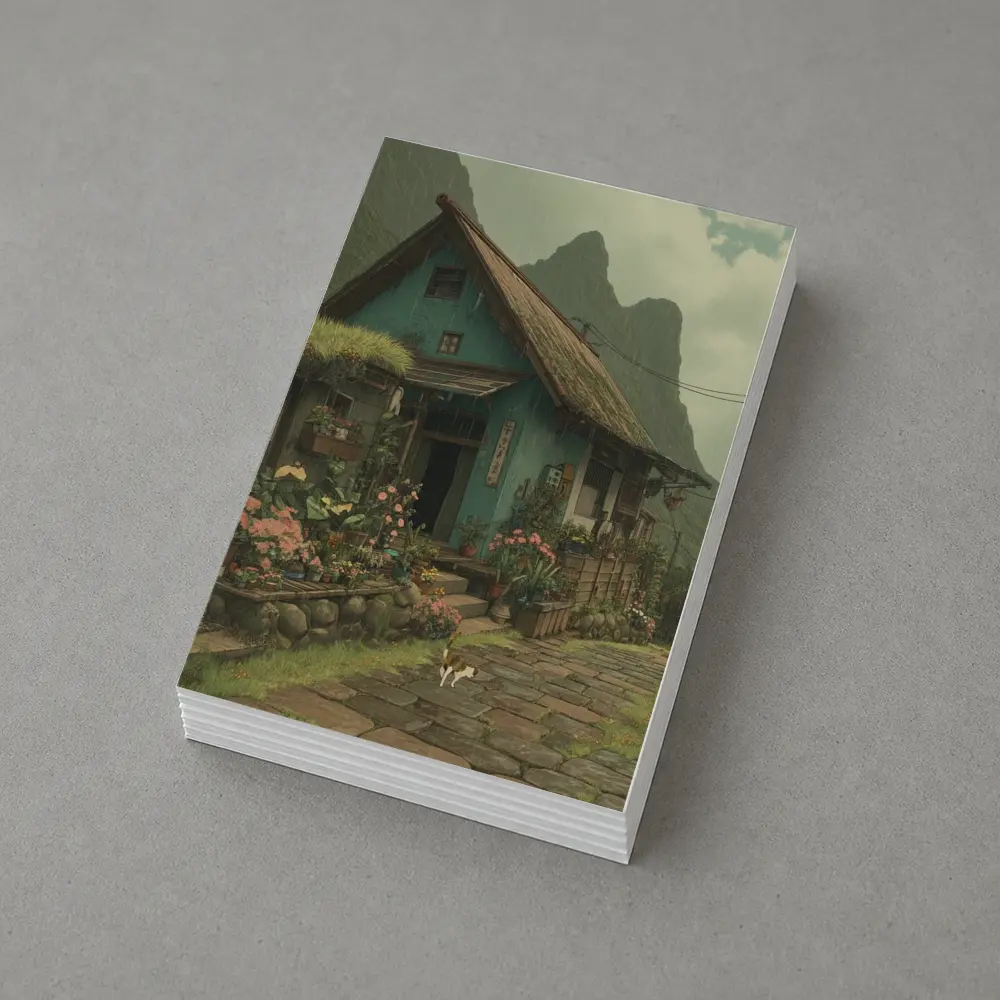 Anime Cottage Garden Rainy Mountain Village – Postcards