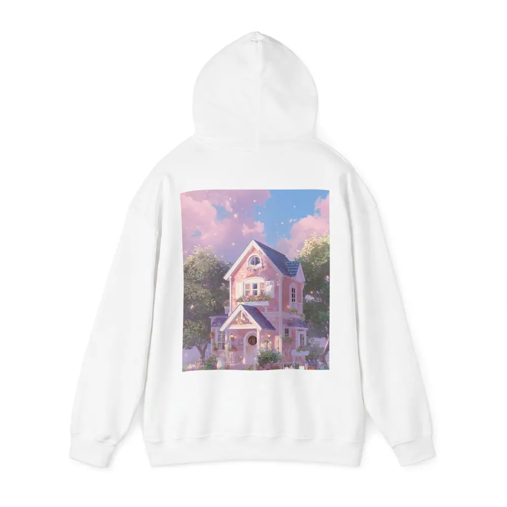 Pink Cottage House Dreamy Pastel Sky – Hoodies