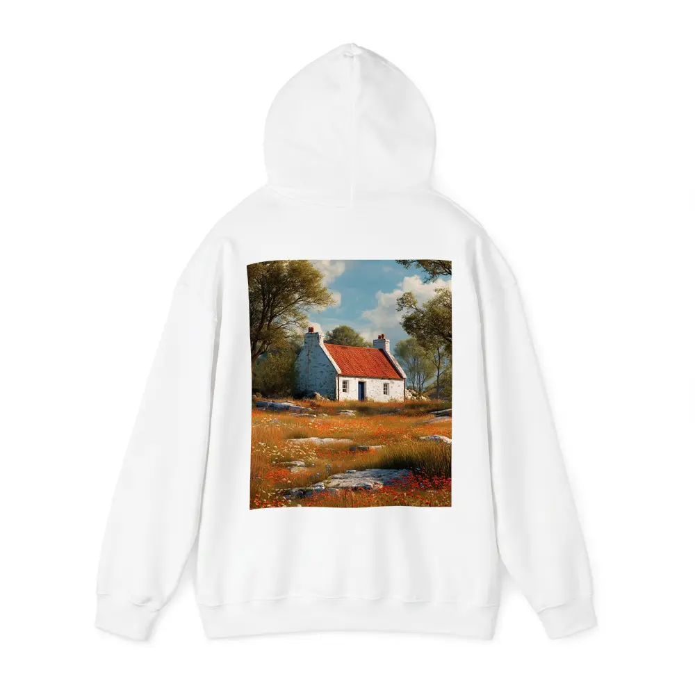 Stone Cottage Red Roof Wildflower Meadow – Hoodies