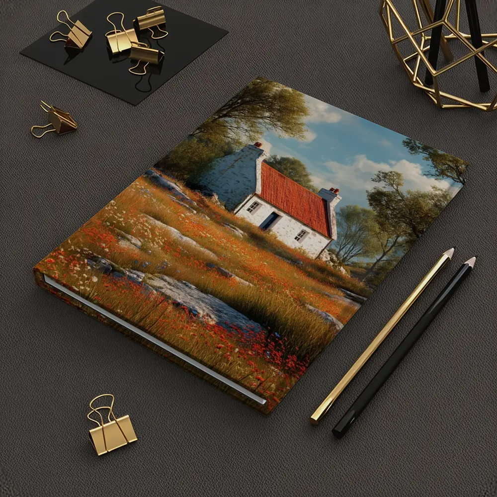 Stone Cottage Red Roof Wildflower Meadow – Notebooks