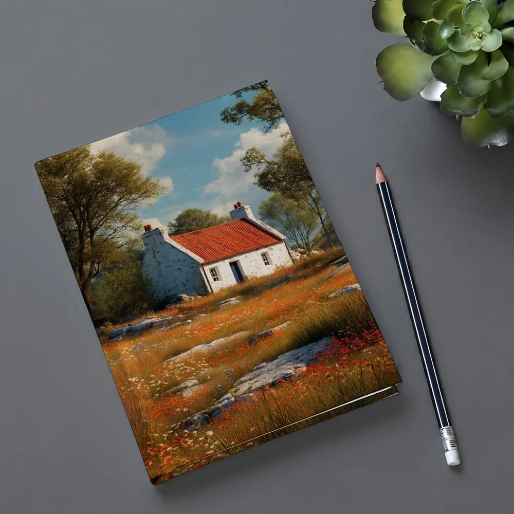 Stone Cottage Red Roof Wildflower Meadow – Notebooks