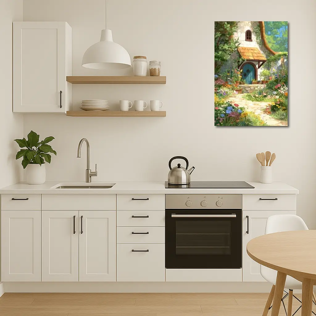 Cottagecore Stone Cottage Garden Floral Art – Wall Art