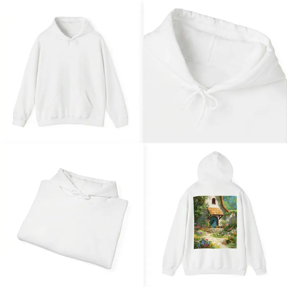 Cottagecore Stone Cottage Garden Floral Art – Hoodies