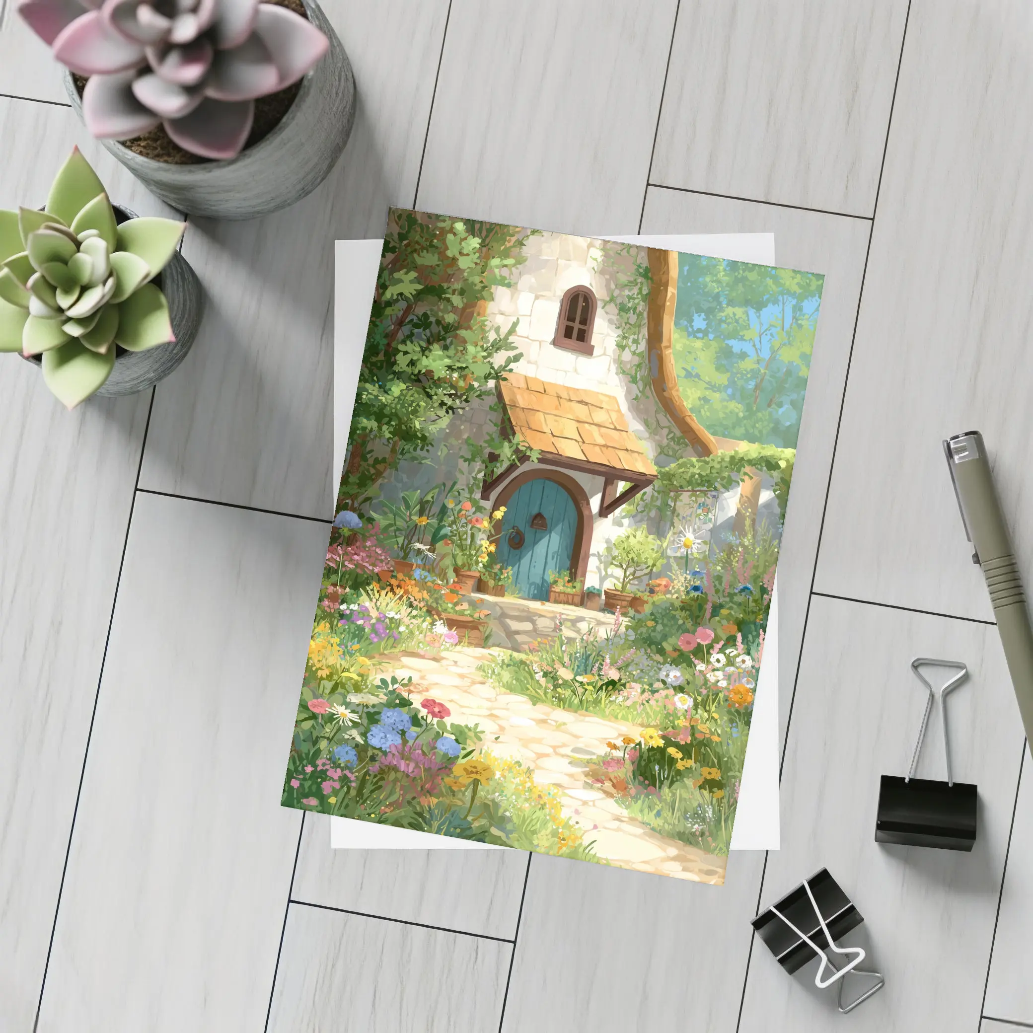 Cottagecore Stone Cottage Garden Floral Art – Postcards