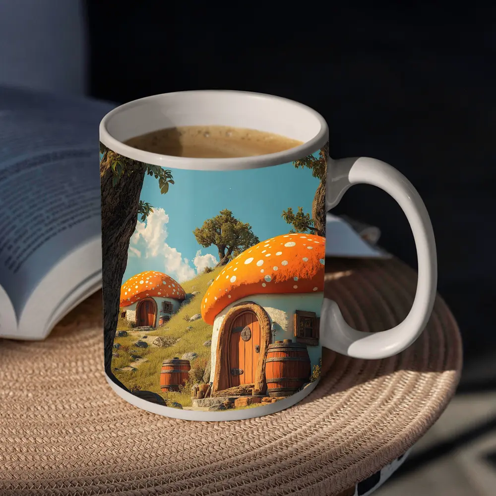Mushroom Houses Fantasy Cottage Sunny Hill – Mugs