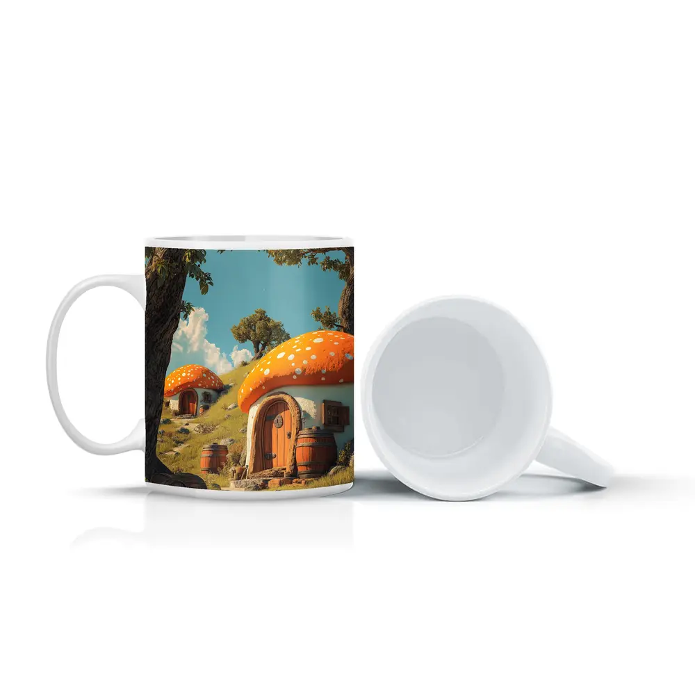 Mushroom Houses Fantasy Cottage Sunny Hill – Mugs