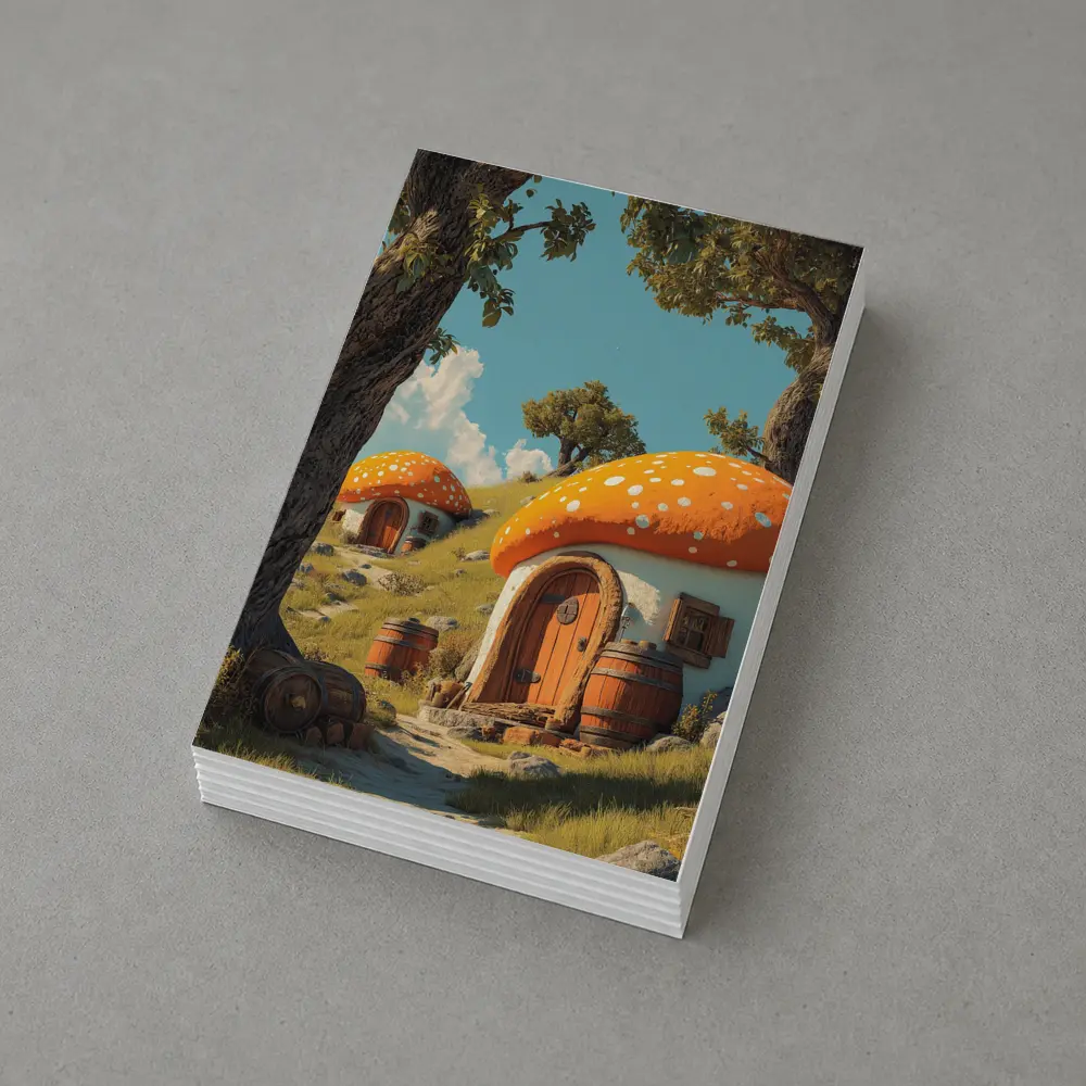 Mushroom Houses Fantasy Cottage Sunny Hill – Postcards