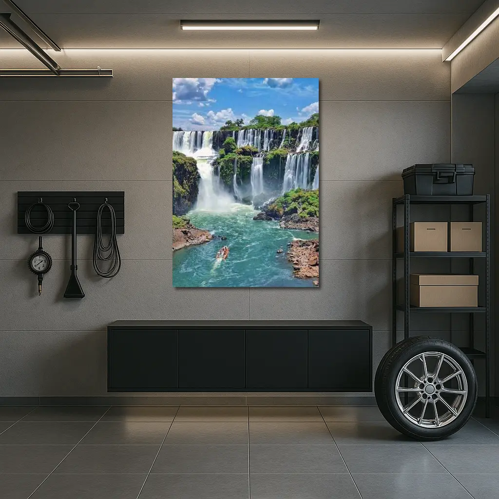 Iguazu Falls Boat Turquoise River Waterfall – Wall Art