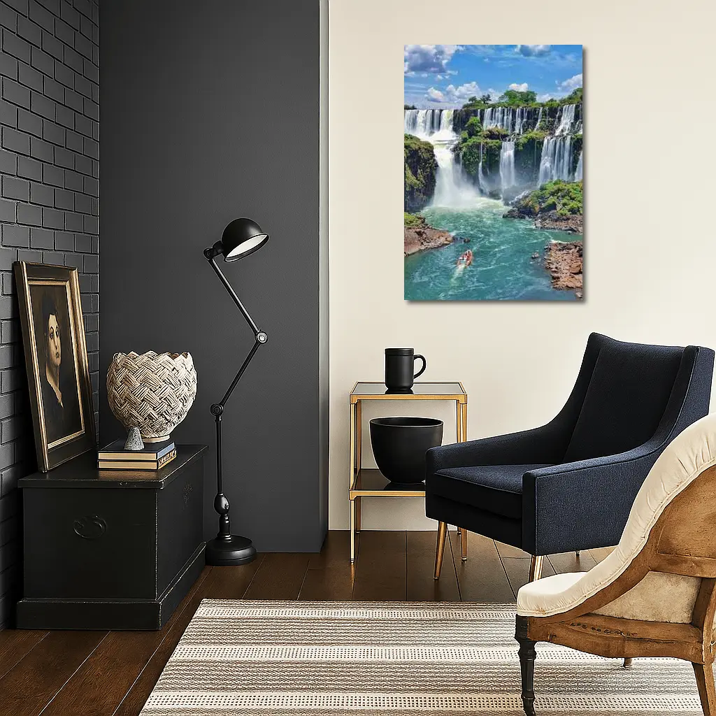 Iguazu Falls Boat Turquoise River Waterfall – Wall Art