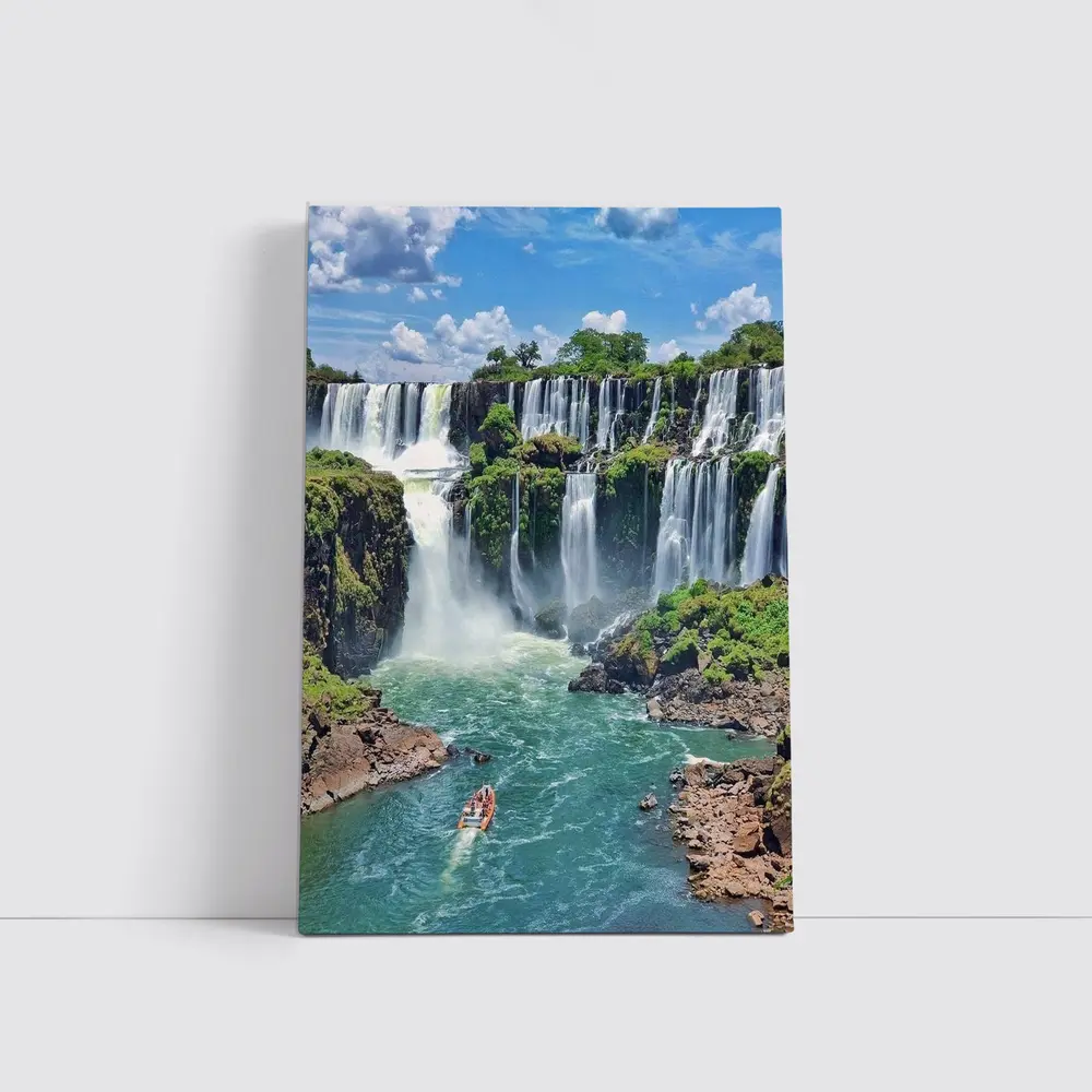 Iguazu Falls Boat Turquoise River Waterfall – Wall Art