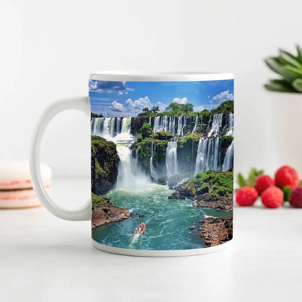 Iguazu Falls Boat Turquoise River Waterfall – Mugs