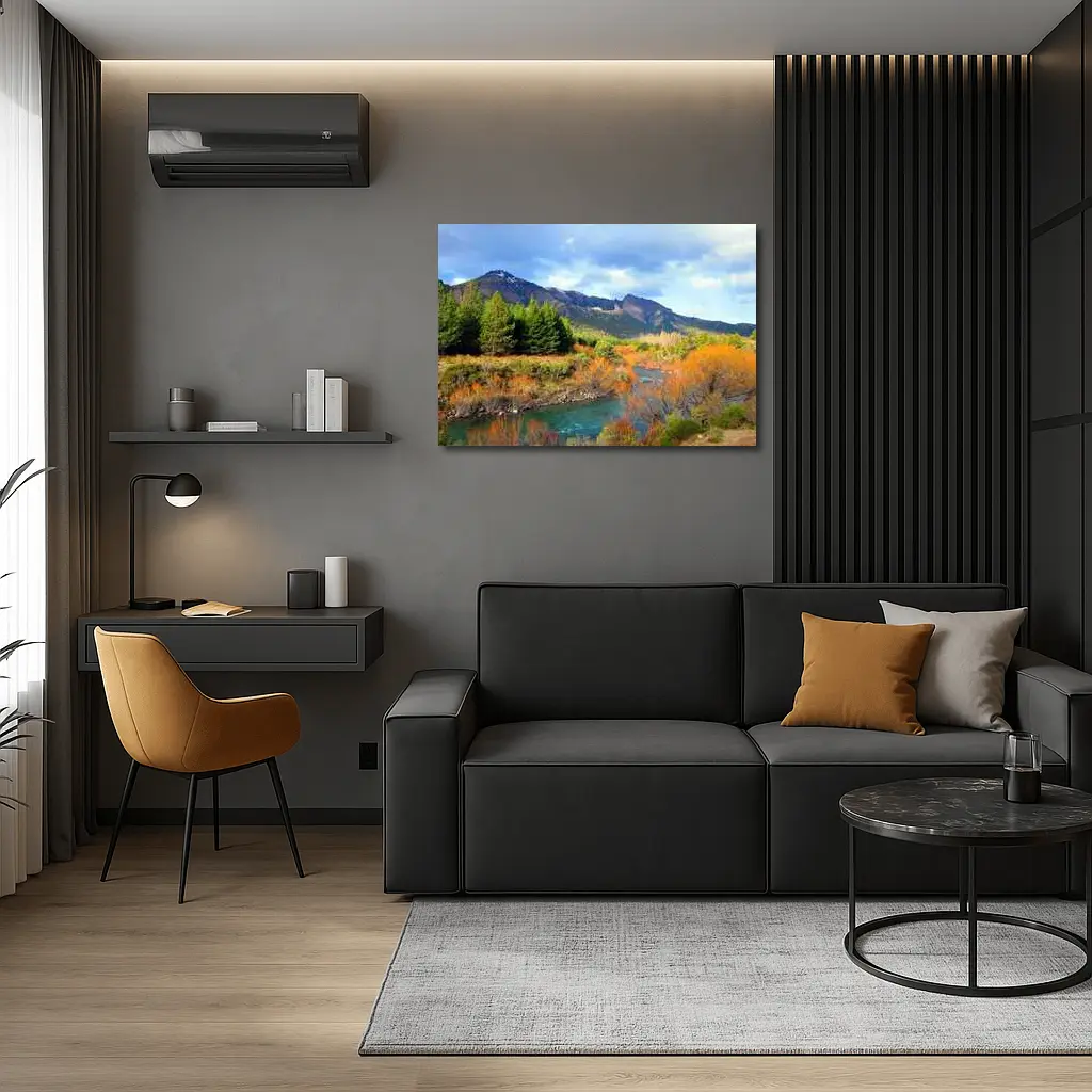 Mountain River Autumn Forest Landscape – Wall Art