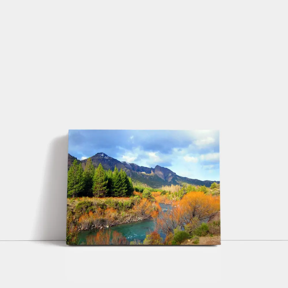 Mountain River Autumn Forest Landscape – Wall Art