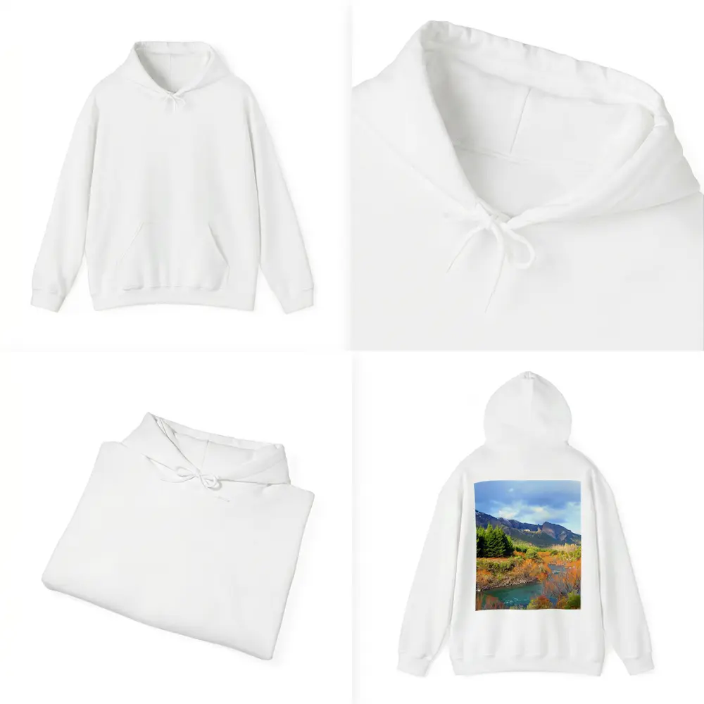 Mountain River Autumn Forest Landscape – Hoodies
