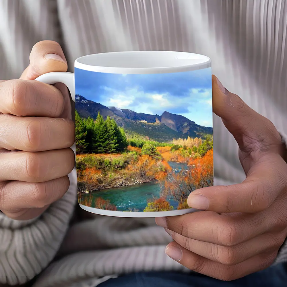 Mountain River Autumn Forest Landscape – Mugs