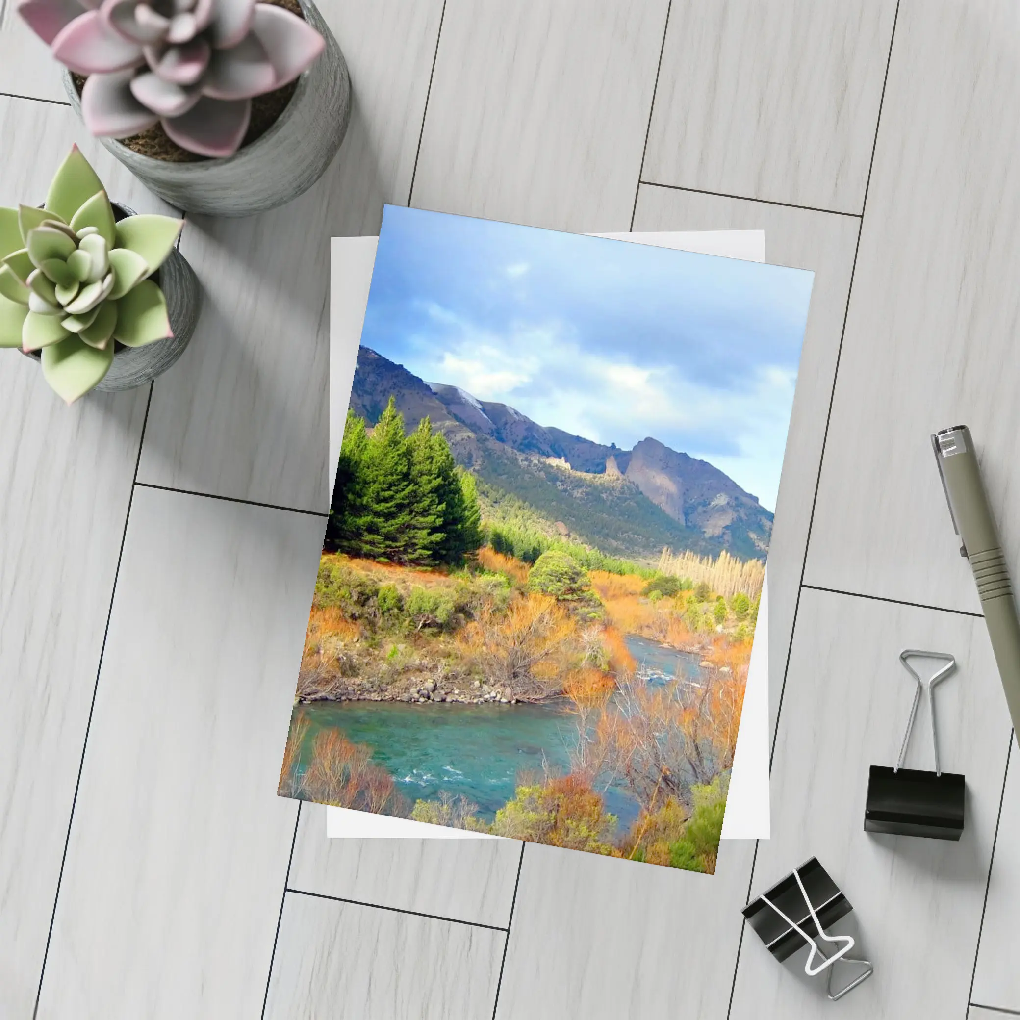 Mountain River Autumn Forest Landscape – Postcards