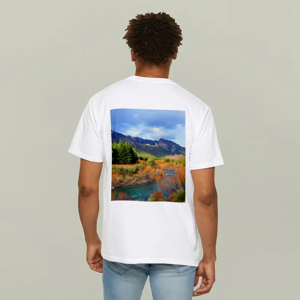 Mountain River Autumn Forest Landscape – T-Shirts