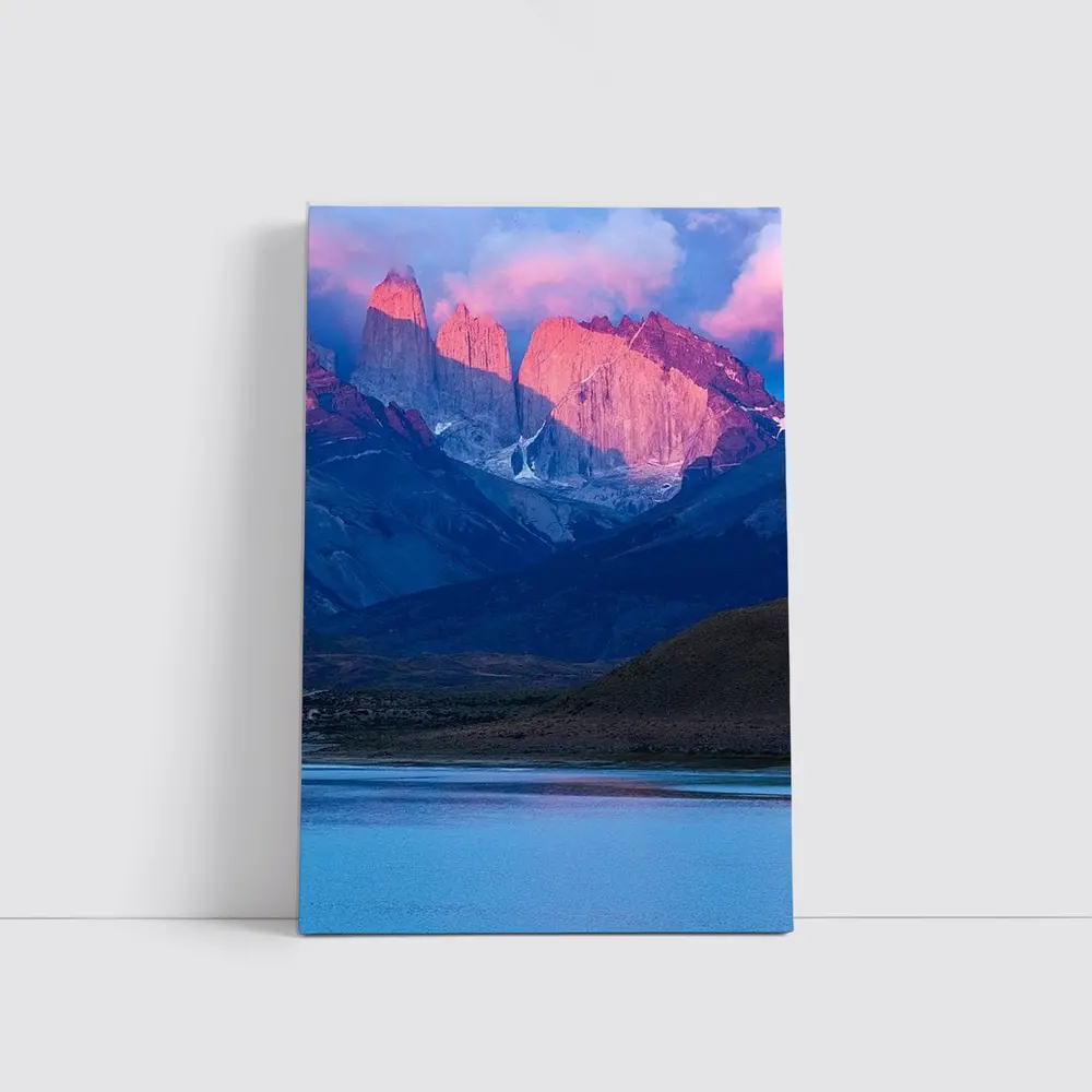 Torres del Paine Pink Sunrise Mountain Lake – Wall Art