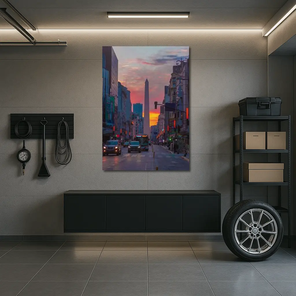 Buenos Aires Obelisk Sunset Street View – Wall Art