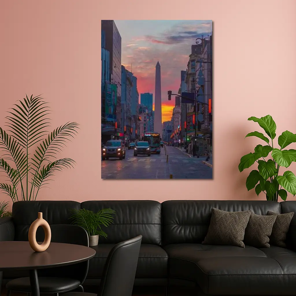 Buenos Aires Obelisk Sunset Street View – Wall Art