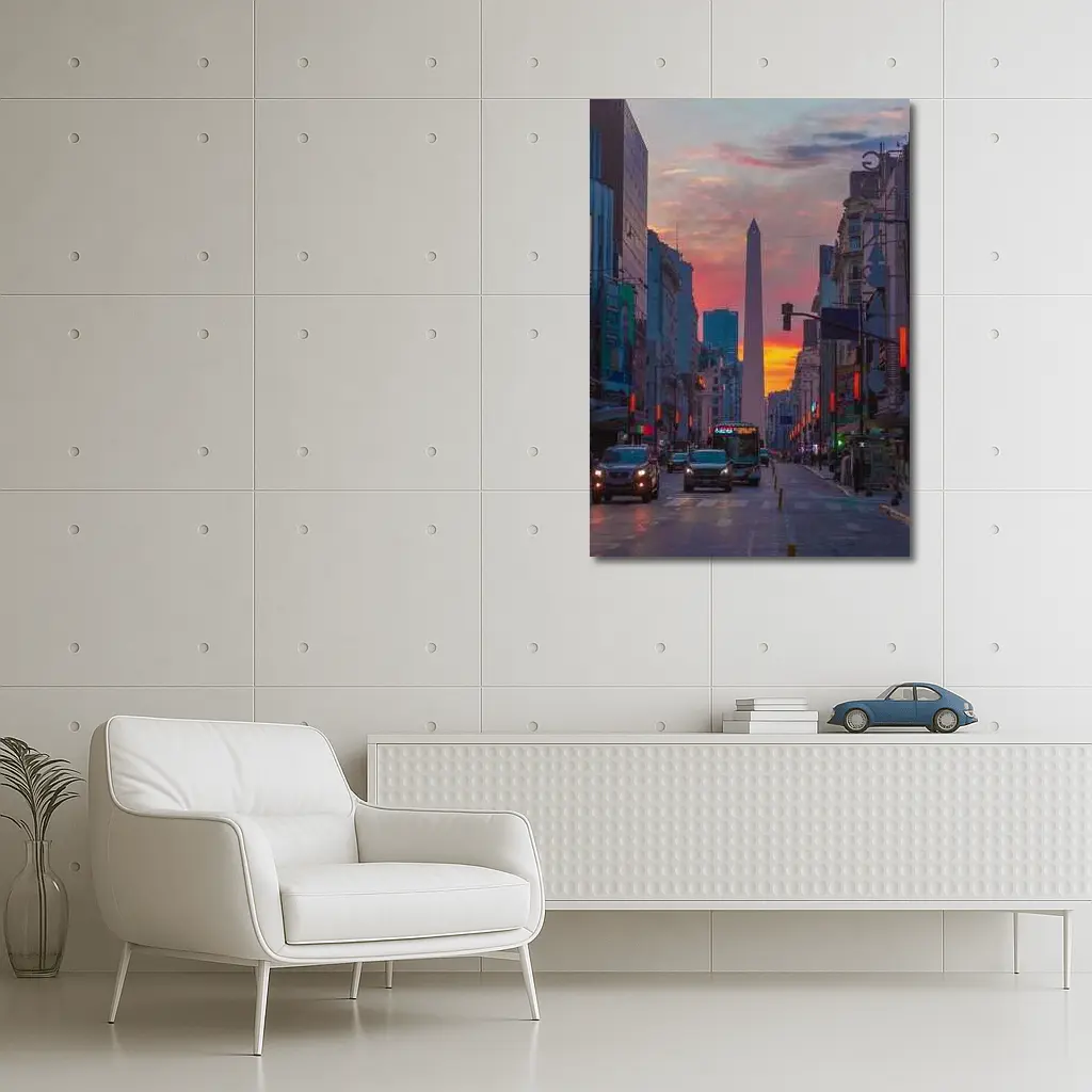 Buenos Aires Obelisk Sunset Street View – Wall Art