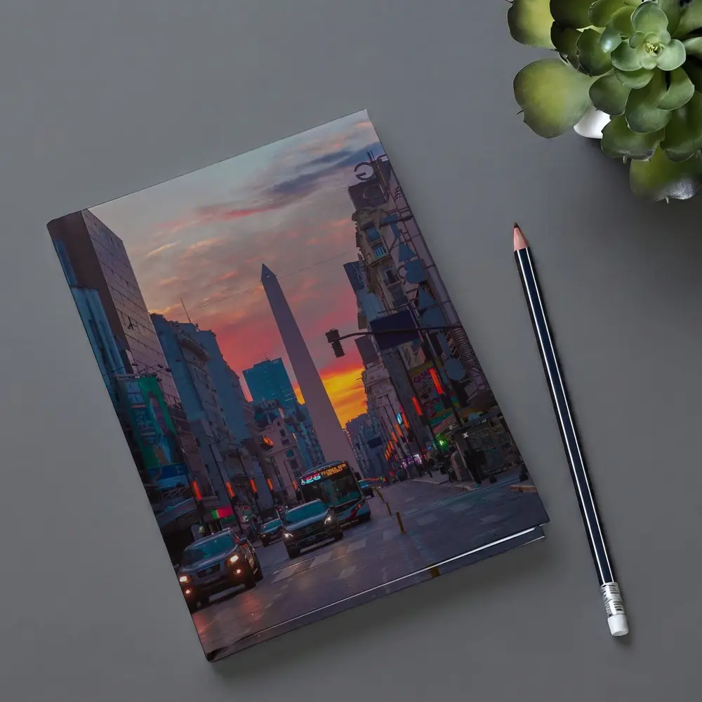 Buenos Aires Obelisk Sunset Street View – Notebooks