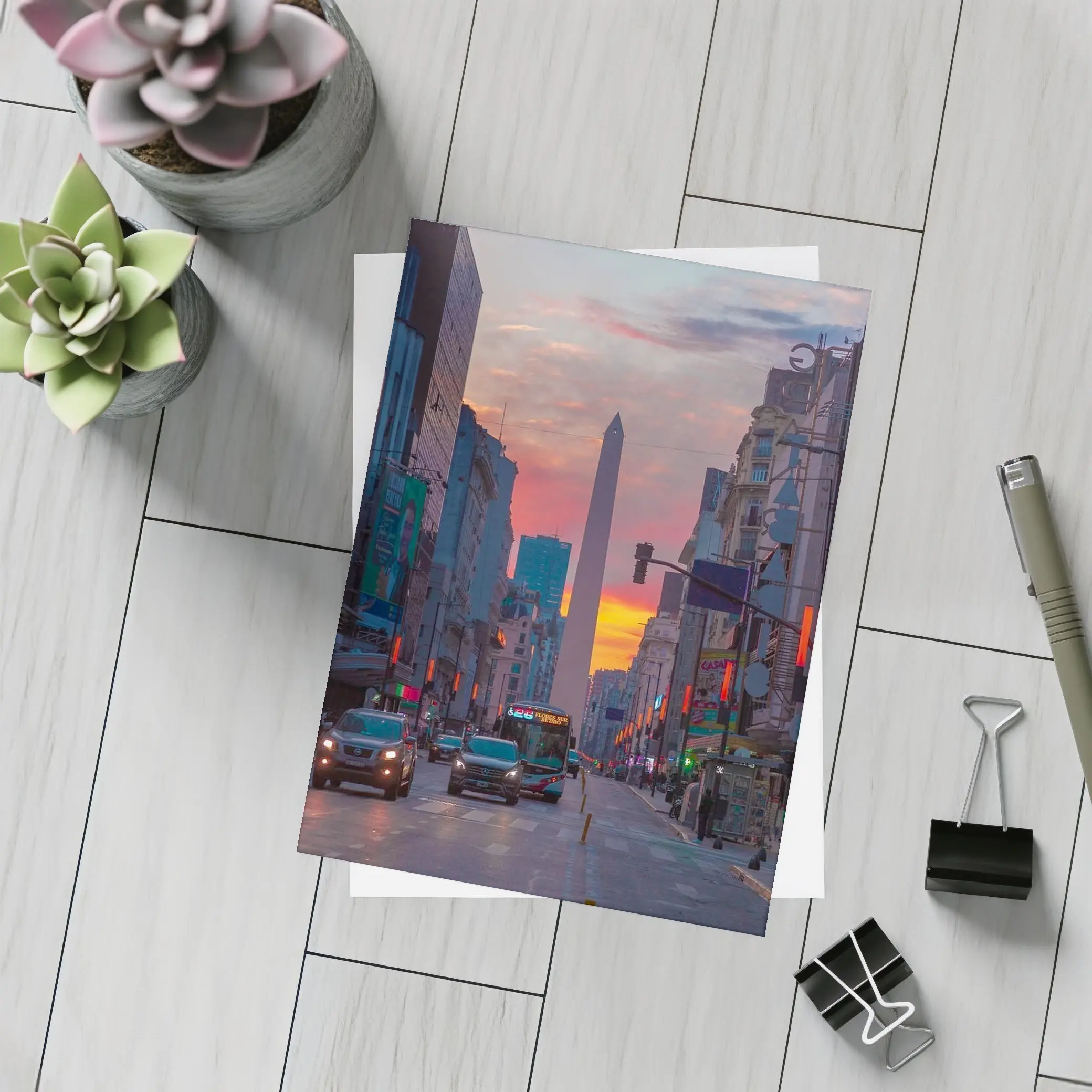 Buenos Aires Obelisk Sunset Street View – Postcards