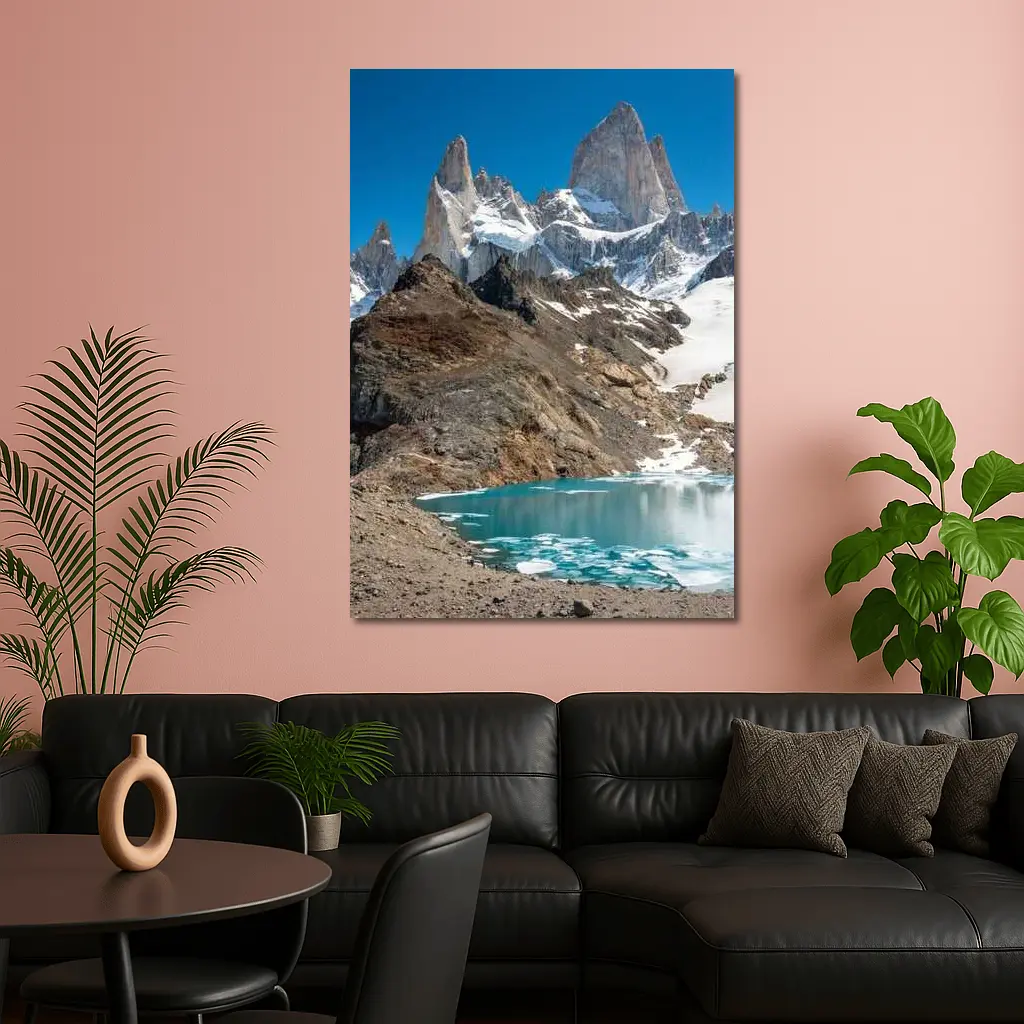 Fitz Roy Peak Turquoise Glacial Lake Patagonia – Wall Art