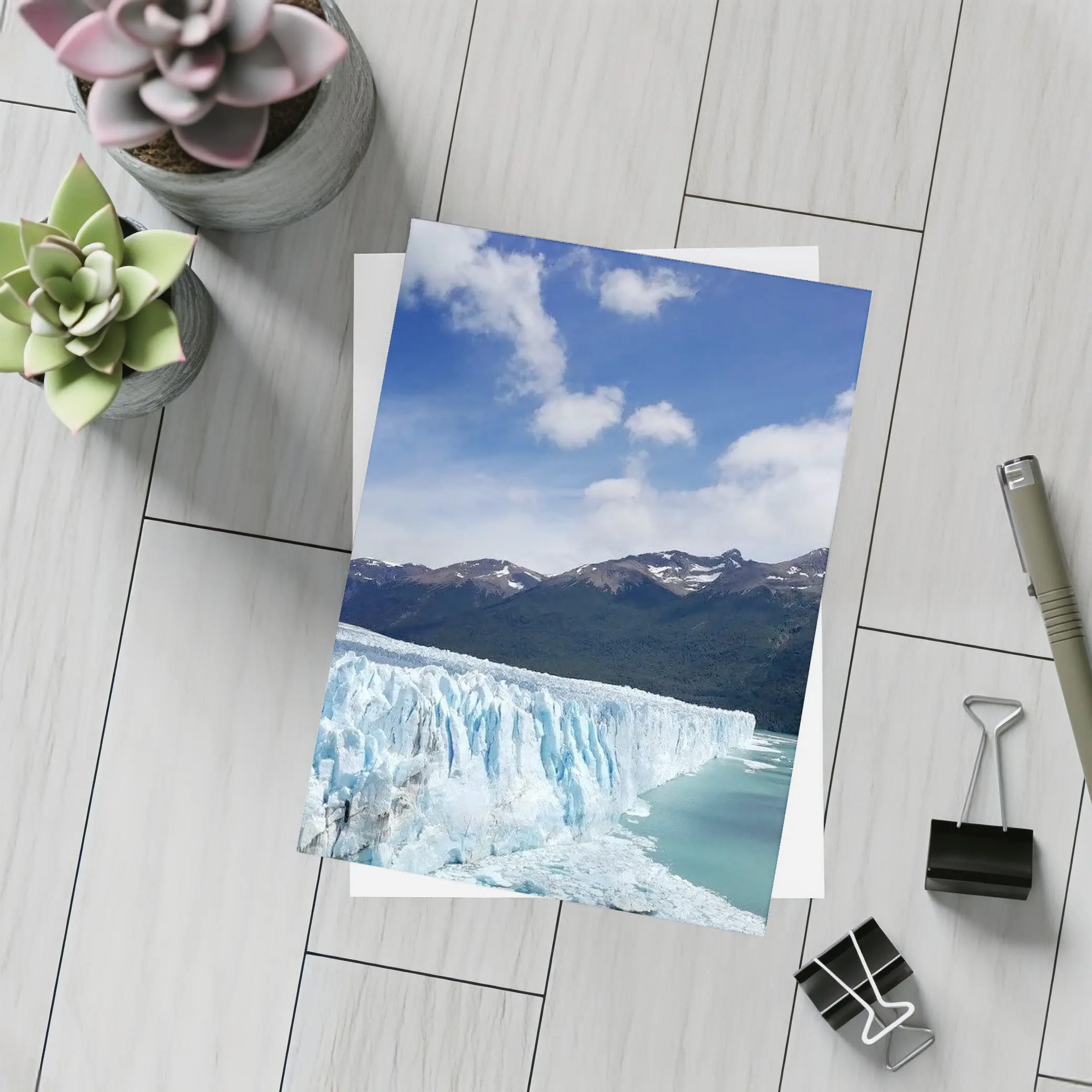Perito Moreno Glacier Patagonia Mountains Blue Sky – Postcards