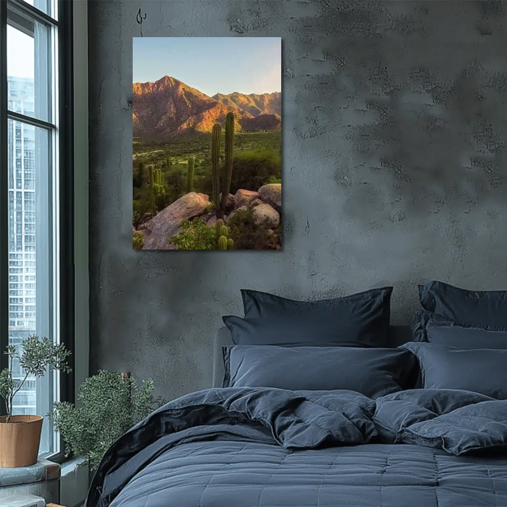Saguaro Cactus Desert Mountains Golden Hour – Wall Art