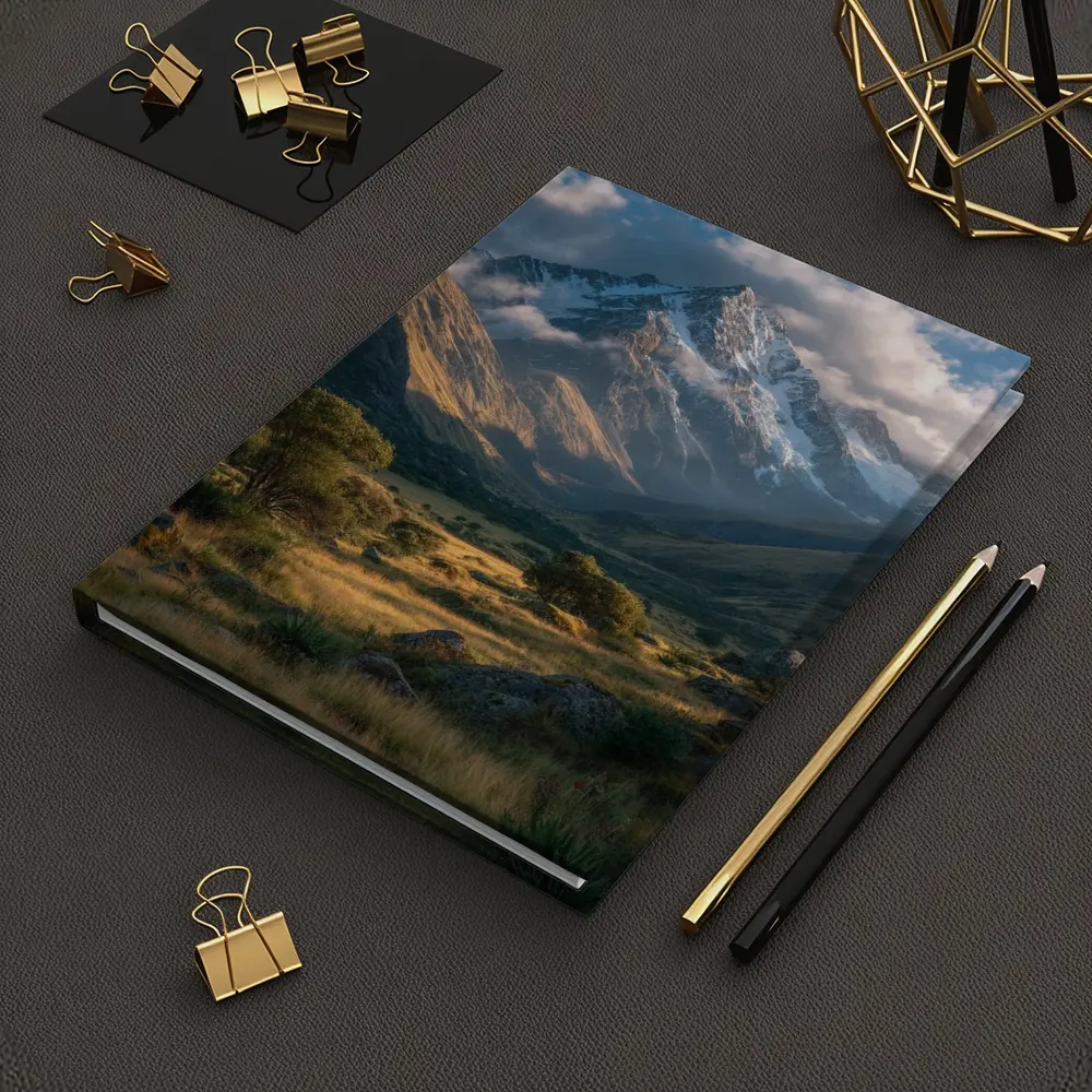 Snow Capped Mountain Valley Green Meadow – Notebooks