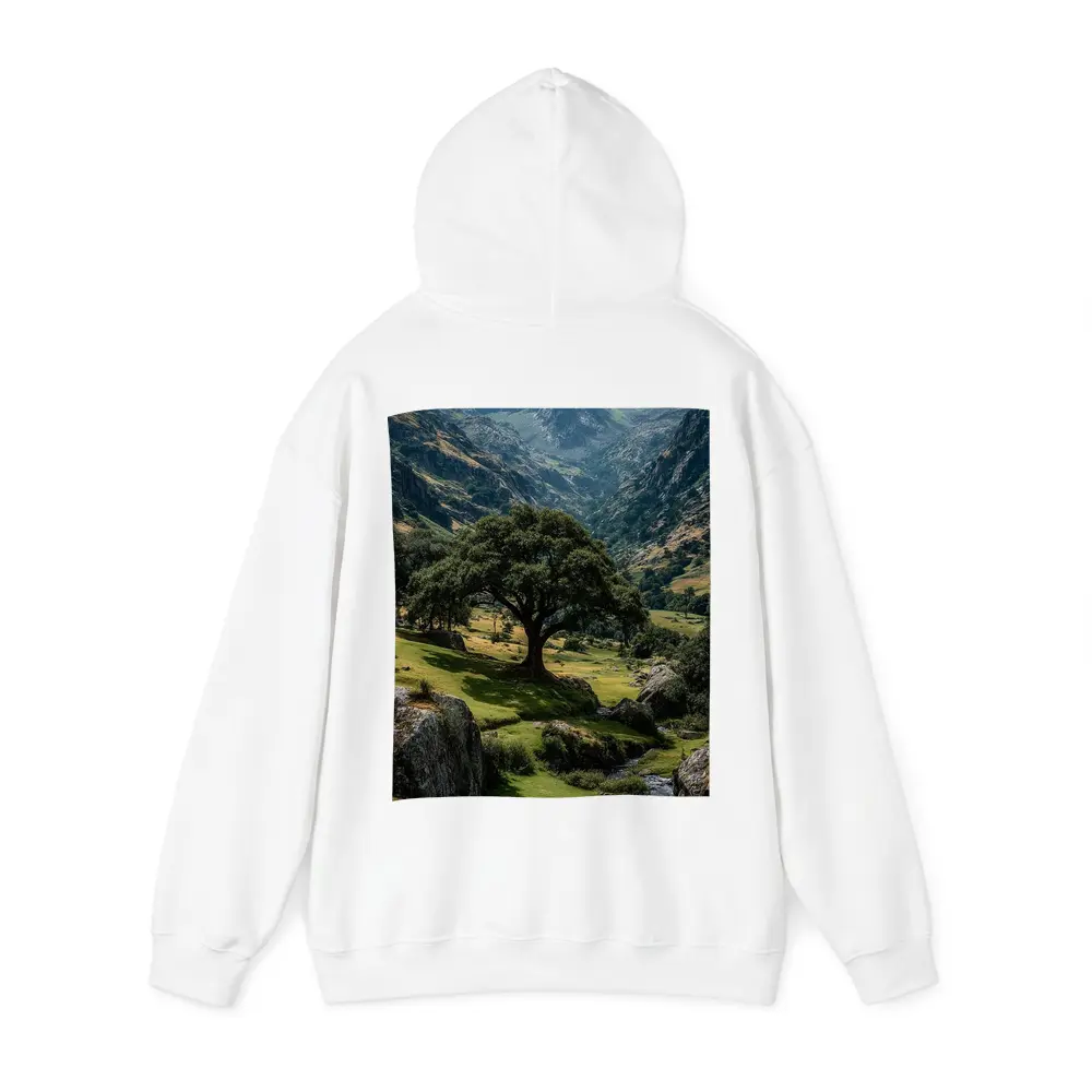 Lone Tree Green Valley Mountain Landscape – Hoodies