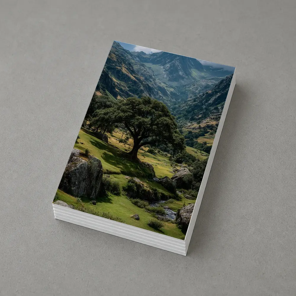 Lone Tree Green Valley Mountain Landscape – Postcards