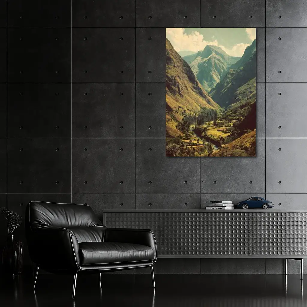 Green Mountain Valley River Landscape Art – Wall Art