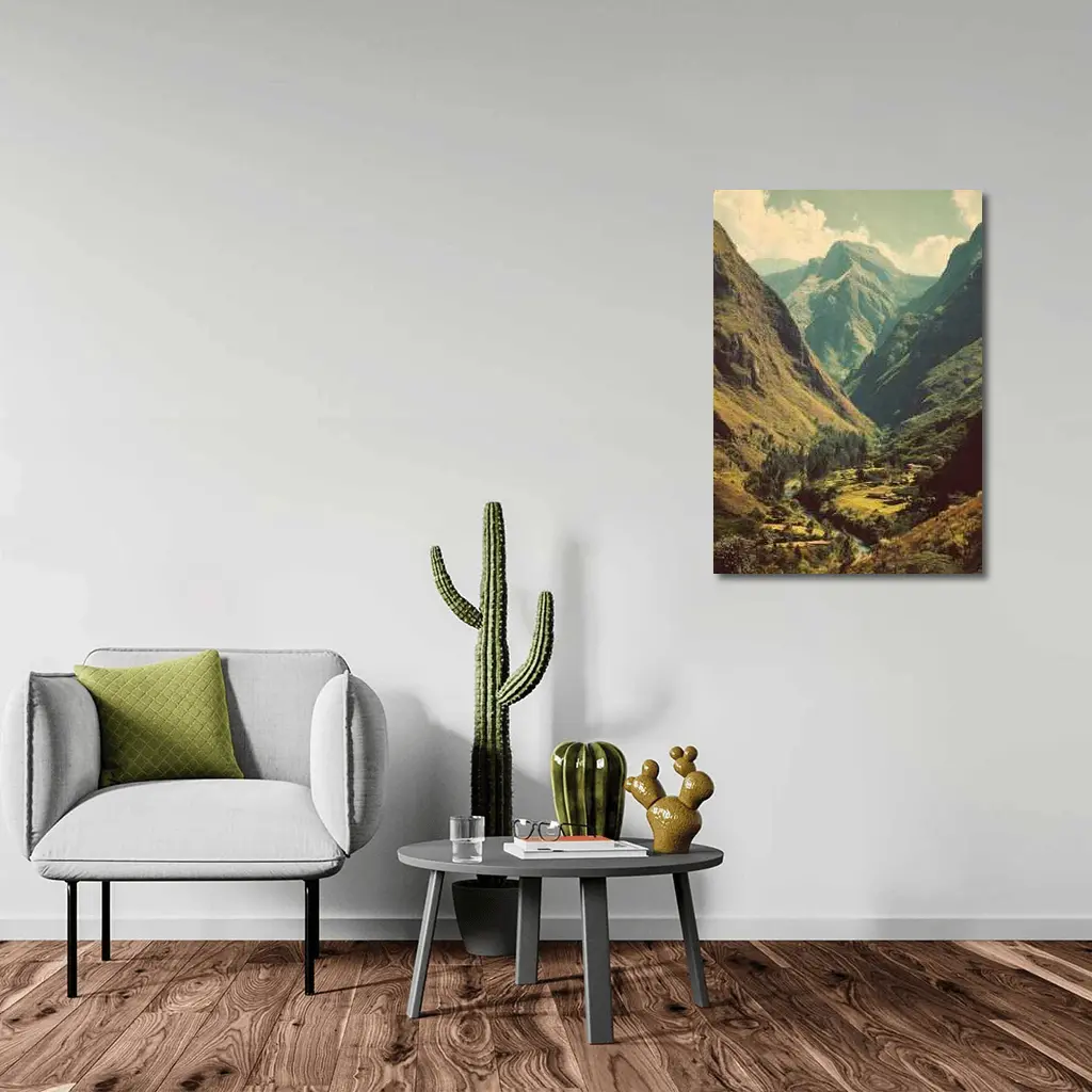 Green Mountain Valley River Landscape Art – Wall Art