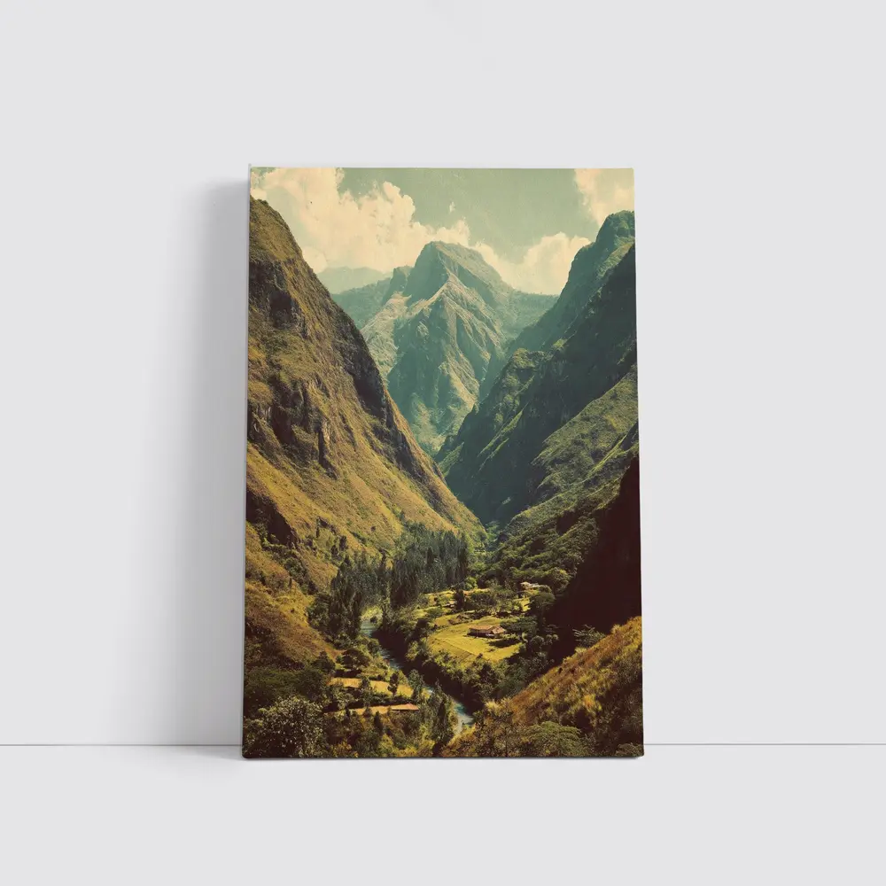 Green Mountain Valley River Landscape Art – Wall Art