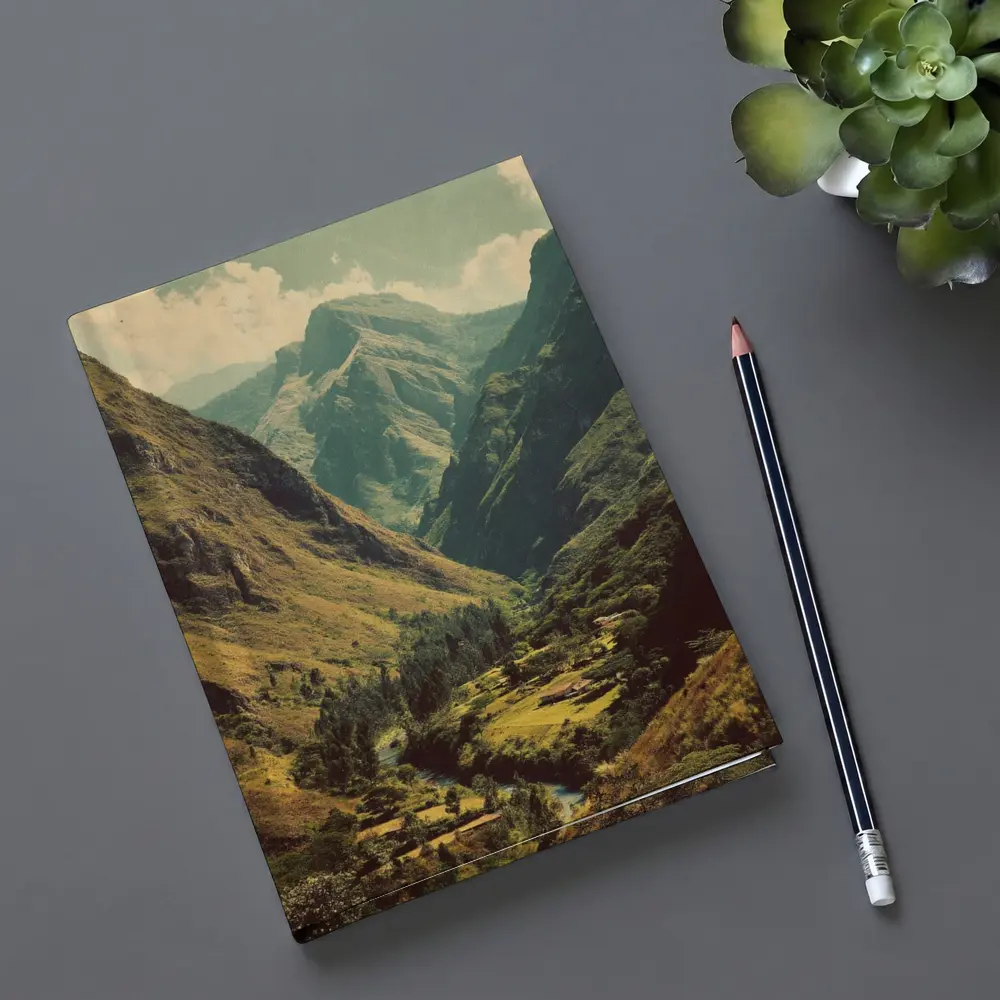 Green Mountain Valley River Landscape Art – Notebooks