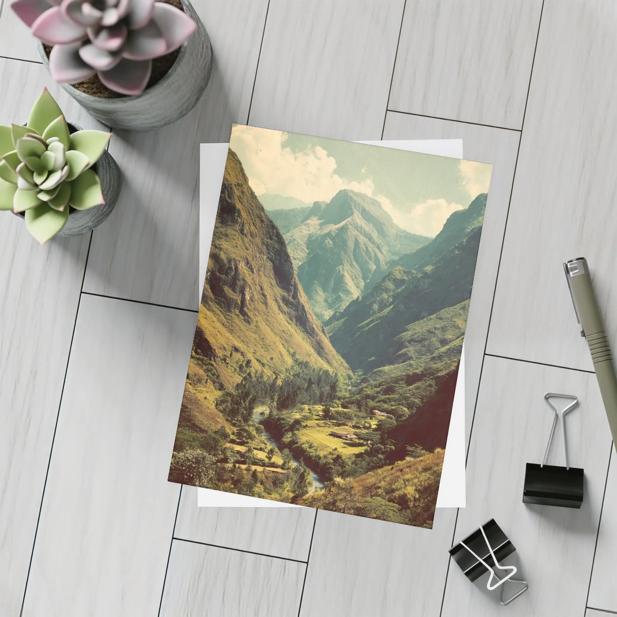 Green Mountain Valley River Landscape Art – Postcards