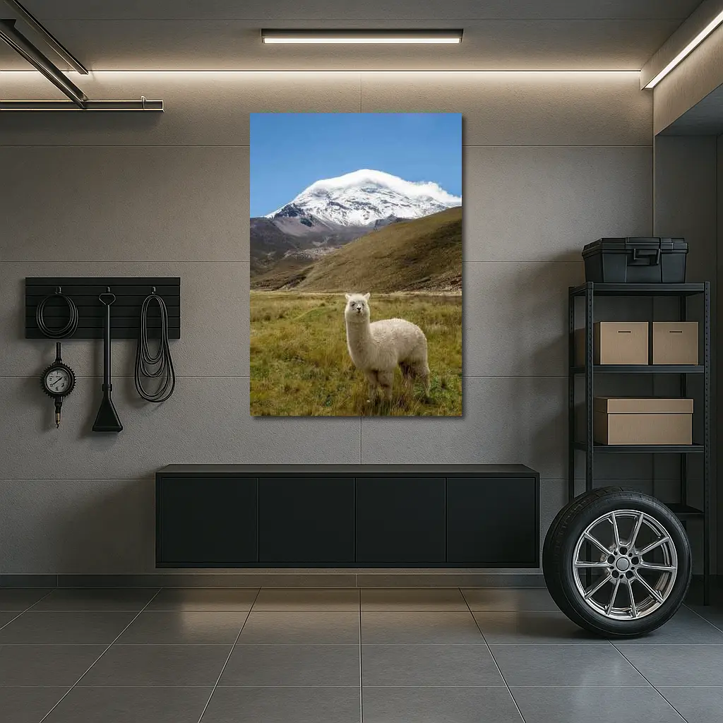 White Alpaca Snow Mountain Blue Sky – Wall Art