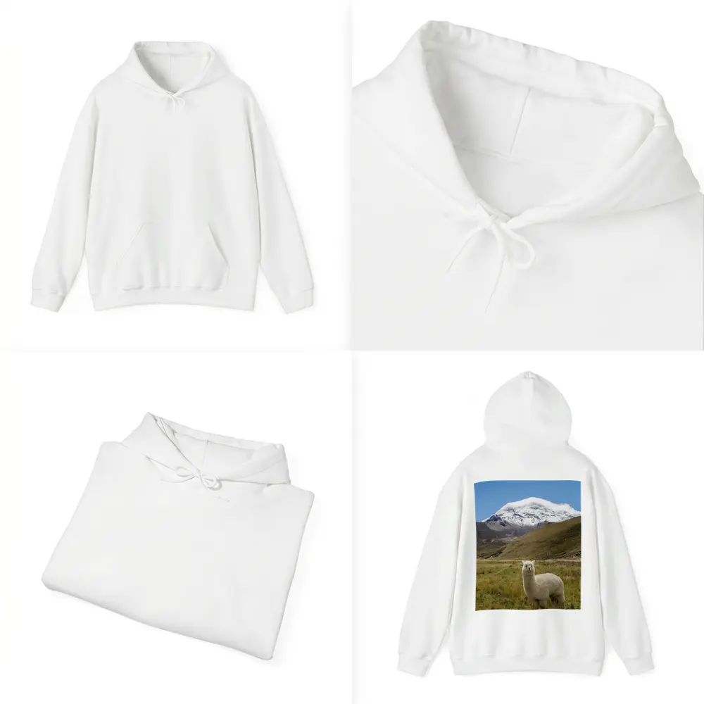 White Alpaca Snow Mountain Blue Sky – Hoodies