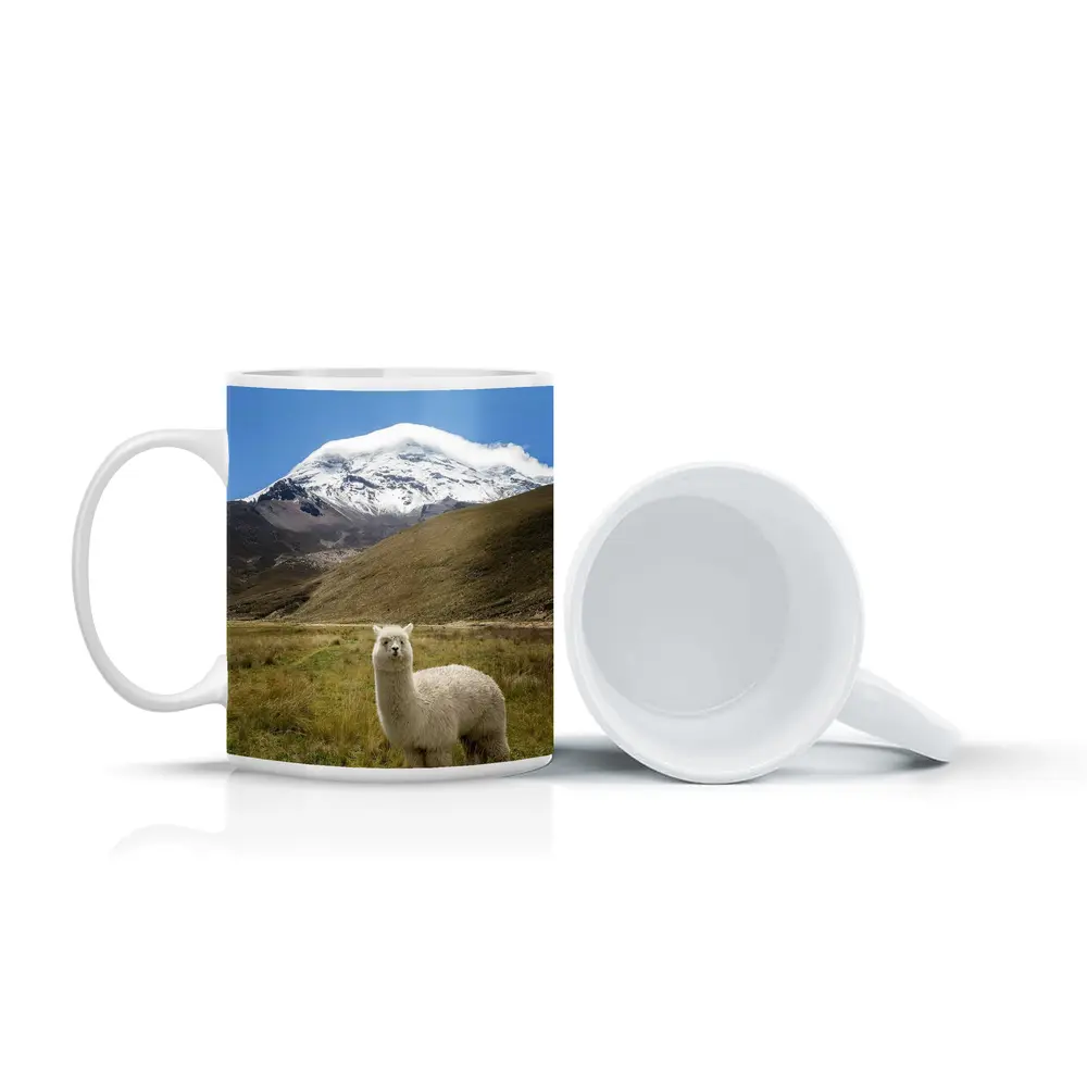 White Alpaca Snow Mountain Blue Sky – Mugs