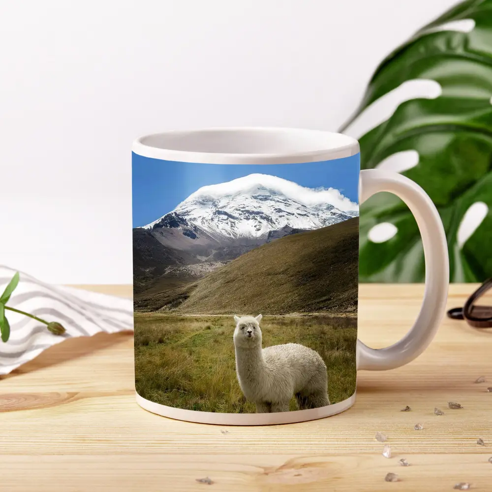 White Alpaca Snow Mountain Blue Sky – Mugs