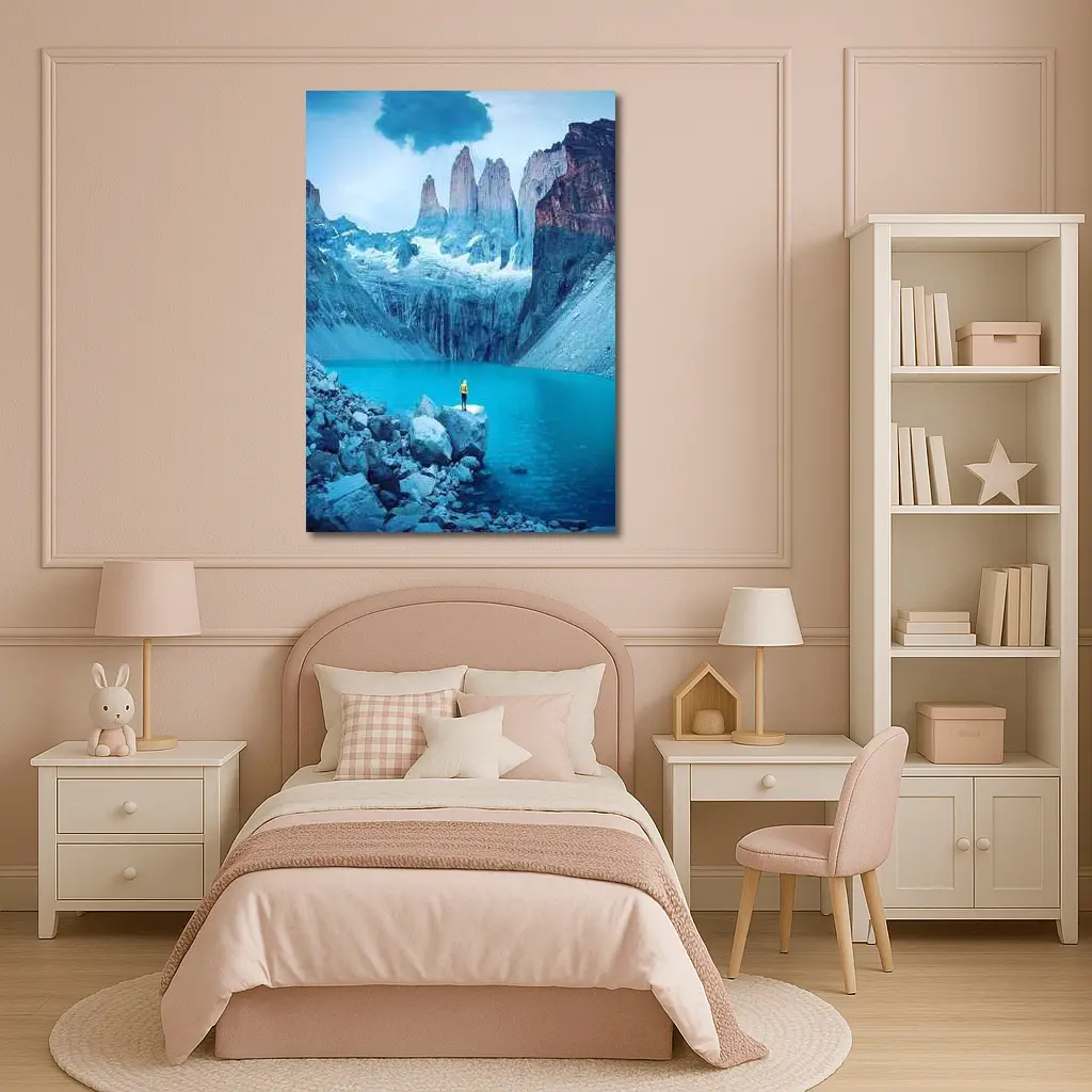 Lone Hiker Torres del Paine Blue Lake – Wall Art