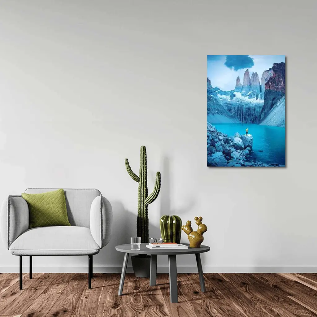 Lone Hiker Torres del Paine Blue Lake – Wall Art