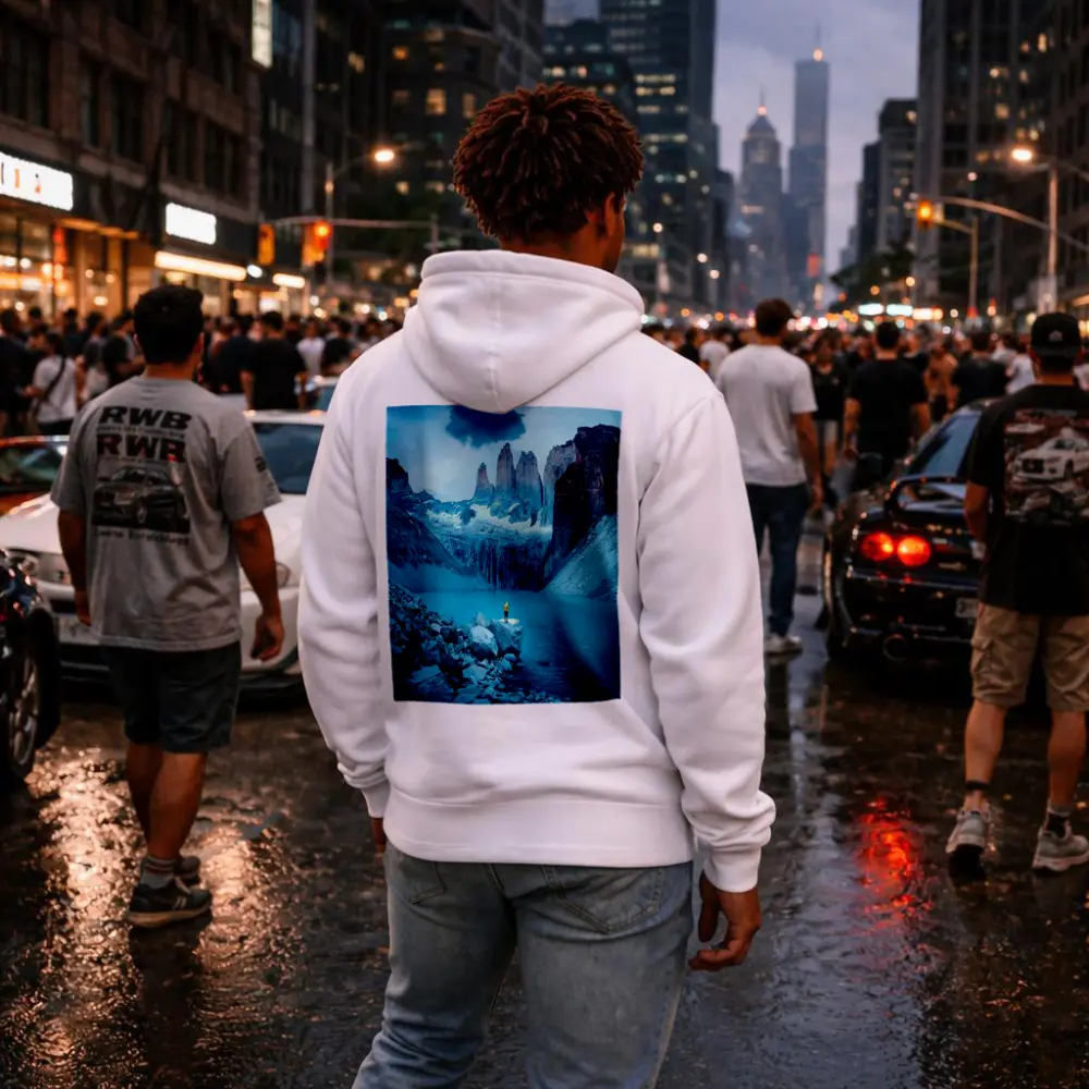 Lone Hiker Torres del Paine Blue Lake – Hoodies