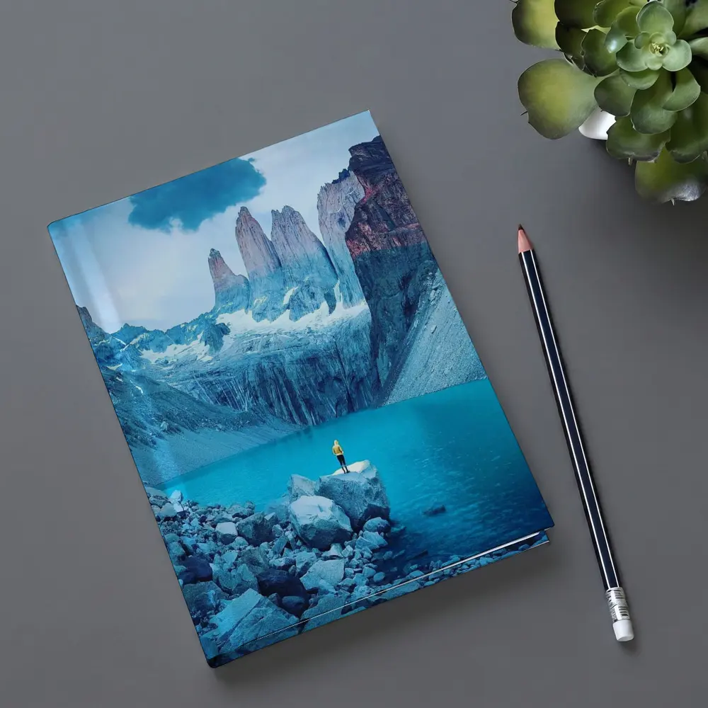 Lone Hiker Torres del Paine Blue Lake – Notebooks