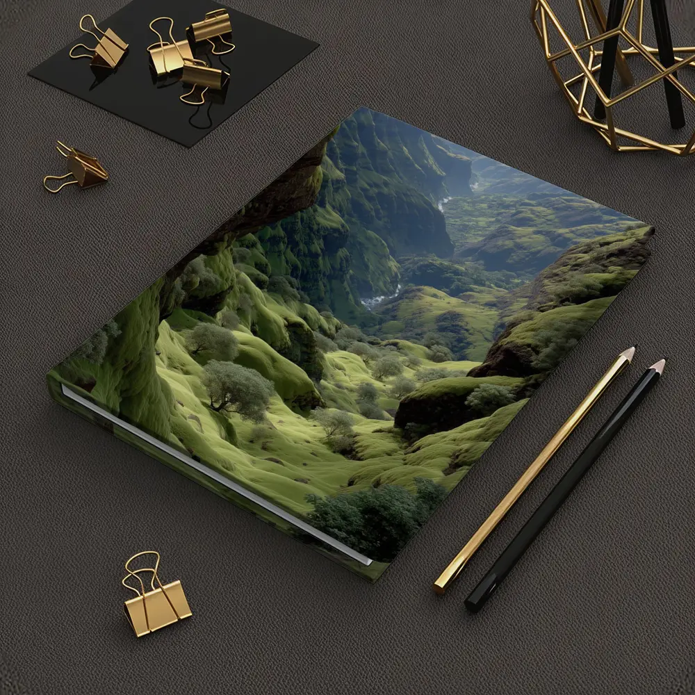Green Canyon Valley With Mossy Rocky Walls – Notebooks