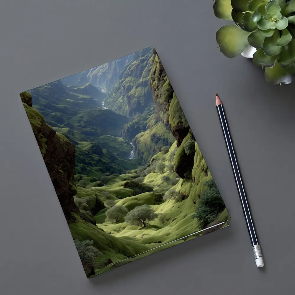 Green Canyon Valley With Mossy Rocky Walls – Notebooks